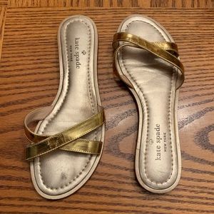 Kate Spade Gold Flat Sandals Size 6.5